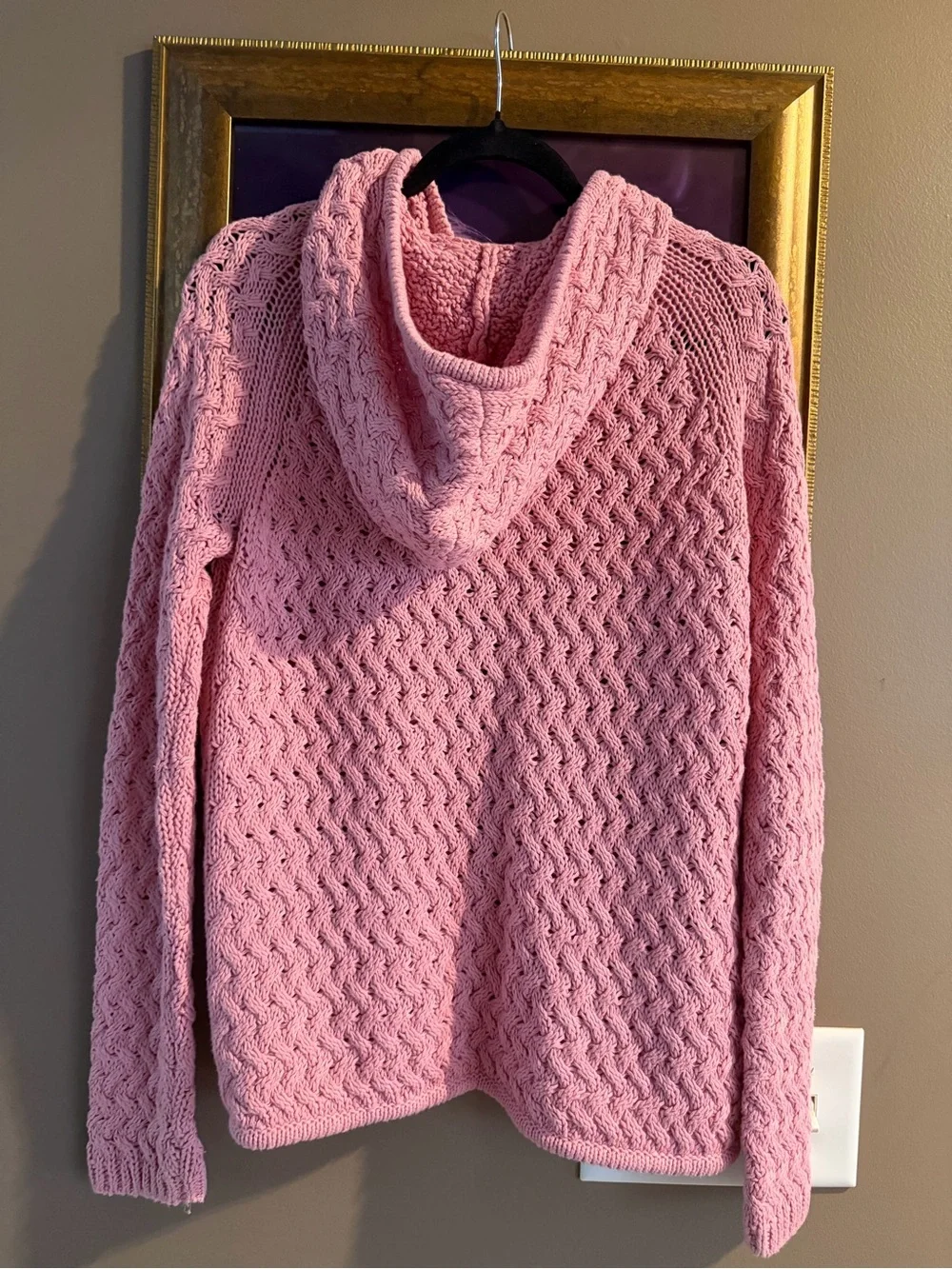 Free-est / Free People Knit Cardigan Pink Hooded Sweater NWOT S